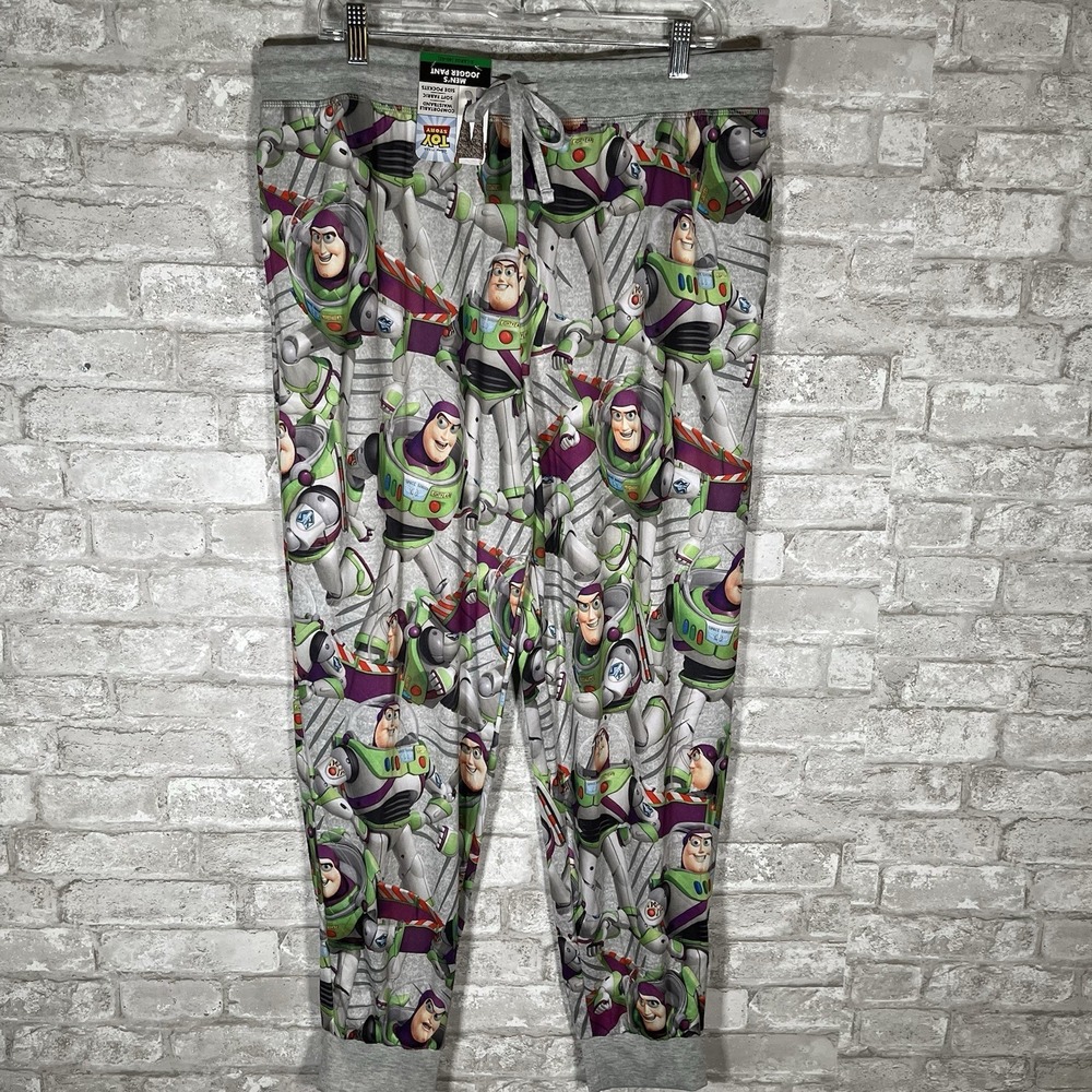 Toy Story Mens Jogger Pants XL Lounge Sleep Buzz Lightyear Disney Pockets NEW